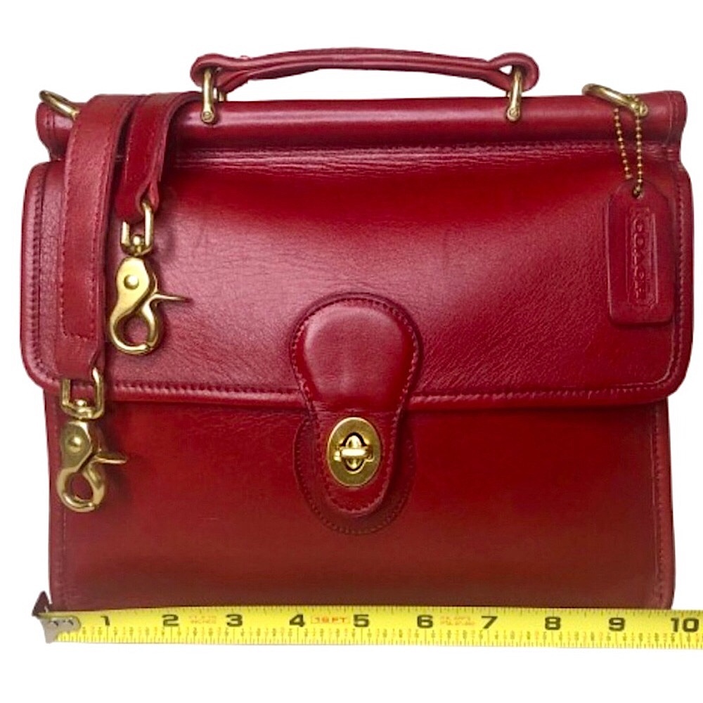 Vintage COACH WILLIS Red Glove Tanned Top Handle Crossbody Bag 9927 USA COA - Picture 12 of 17